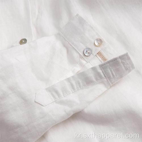 흰색 긴 소매 여성의 느슨한 긴 캐주얼 셔츠